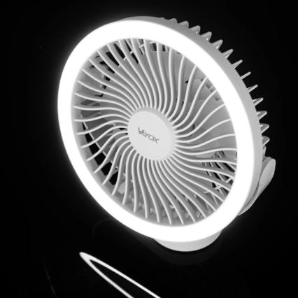 Ventilatore da tavolo ricaricabile con illuminazione a LED LED/3W/5V USB 2400 mAh bianco