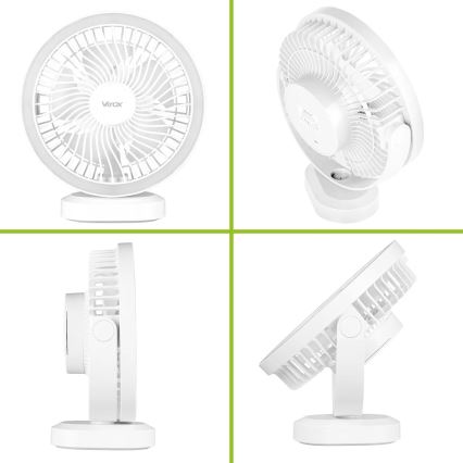 Ventilatore da tavolo ricaricabile con illuminazione a LED LED/3W/5V USB 2400 mAh bianco