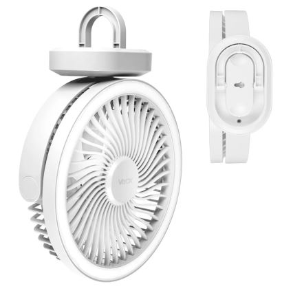 Ventilatore da tavolo ricaricabile con illuminazione a LED LED/3W/5V USB 2400 mAh bianco
