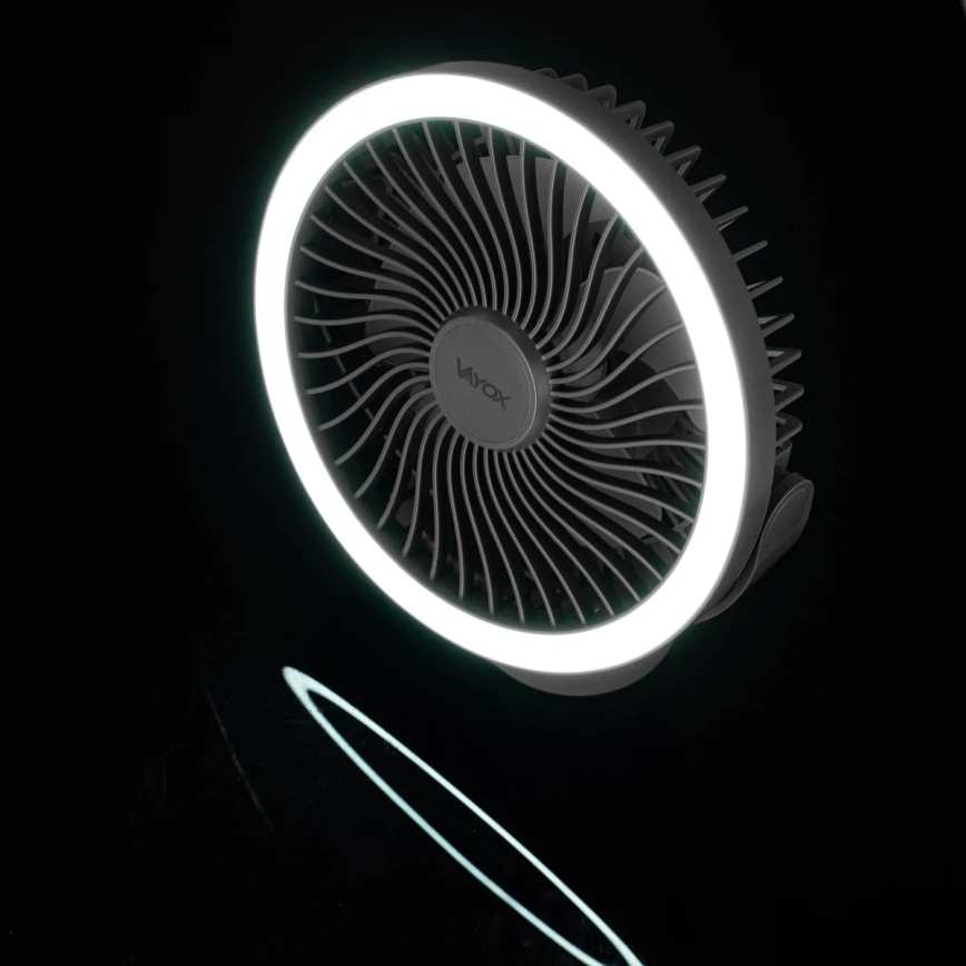 Ventilatore da tavolo ricaricabile a LED con illuminazione LED/3W/5V USB 2400 mAh grigio