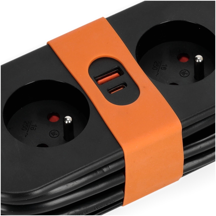 Verlängerungskabel 2Z + 2xUSB 1,4 m schwarz