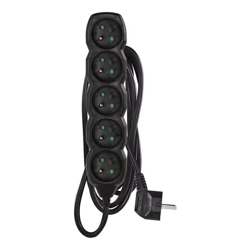 Verlängerungskabel 5-fach 3 m schwarz