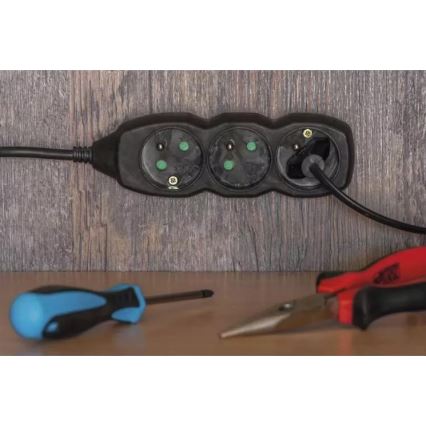 Verlängerungskabel 5-fach 3 m schwarz