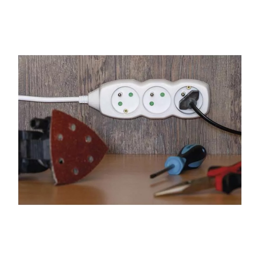 Verlängerungskabel kabel 3Z 3m weiß