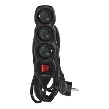 Verlängerungskabel mit Schalter 3-polig 5m schwarz