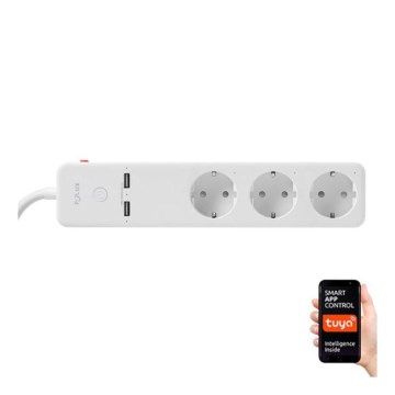 Verlängerungskabel SMART mit Schalter 1,5m + 2xUSB/Wi-Fi Tuya SCHUKO