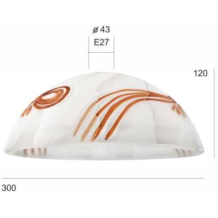 Verre de rechange pour suspension SFERA E27 120x300 mm blanc/orange