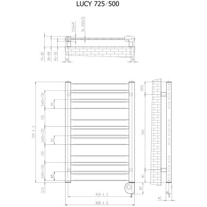 Vertaduro - Badheizkörper mit Thermostat LUCY 400 W 73 x 50 cm weiß
