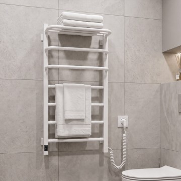 Vertaduro - Elektrischer Handtuchheizkörper mit Thermostat DOR 155W/230V 80x48 cm IP44 weiß rechts