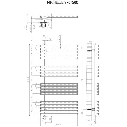 Vertaduro - Radiatore da bagno con termostato MICHELLE 600W 97x50 cm bianco