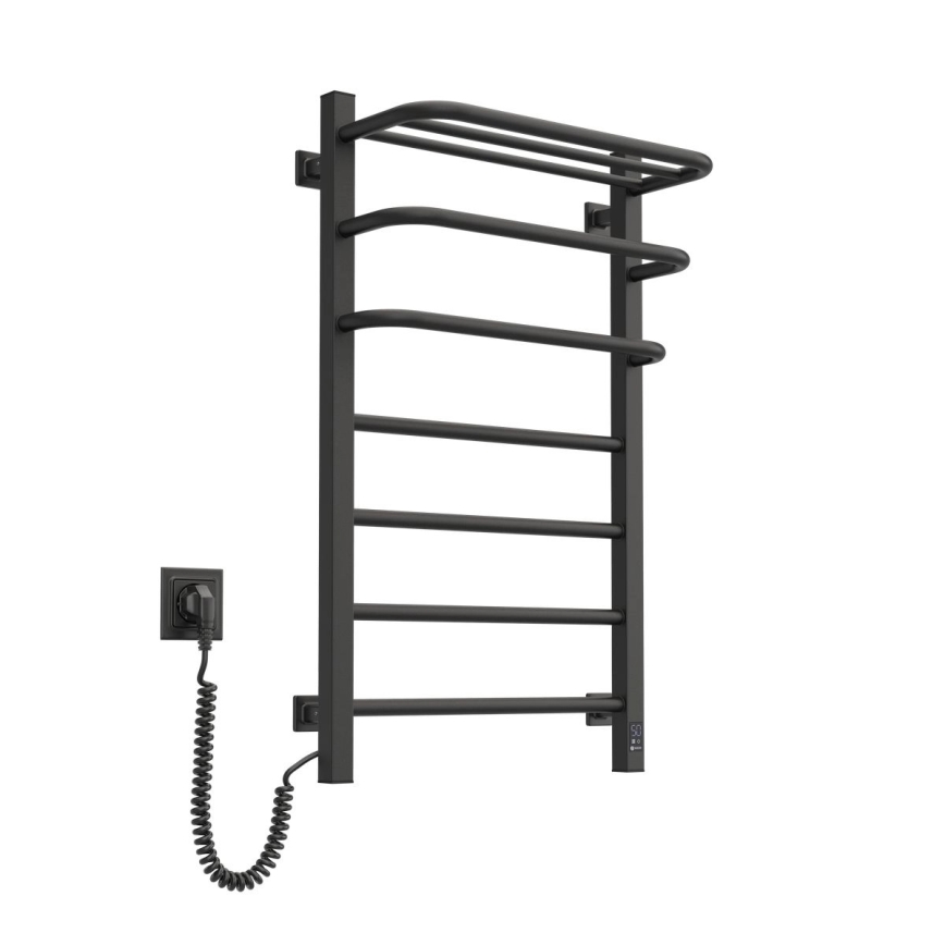 Vertaduro - Scaldasalviette elettrico con termostato DOR 155W/230V 80x48 cm IP44 nero lato sinistro