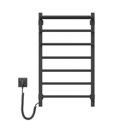 Vertaduro - Scaldasalviette elettrico con termostato DOR 155W/230V 80x48 cm IP44 nero lato sinistro