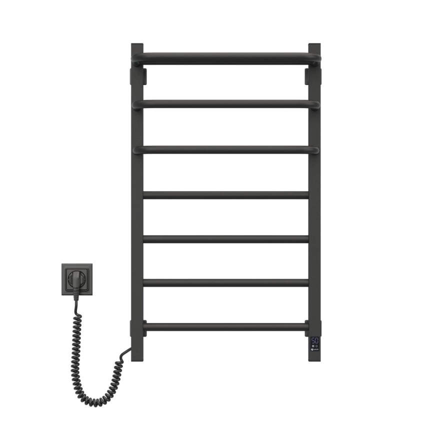 Vertaduro - Scaldasalviette elettrico con termostato DOR 155W/230V 80x48 cm IP44 nero lato sinistro