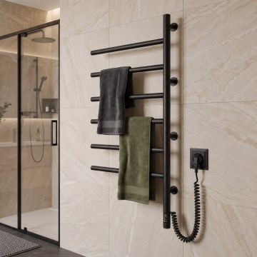 Vertaduro - Scaldasalviette elettrico girevole con termostato ARA 105W/230V 82x49 cm IP44 nero
