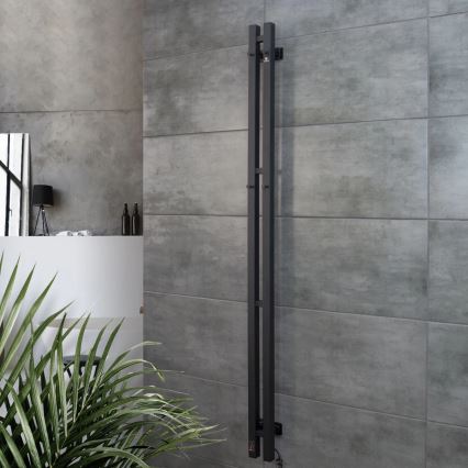 Vertaduro - Chauffe-serviettes électrique avec thermostat VEO 106W/230V 150x9 cm IP44 noir, côté droit