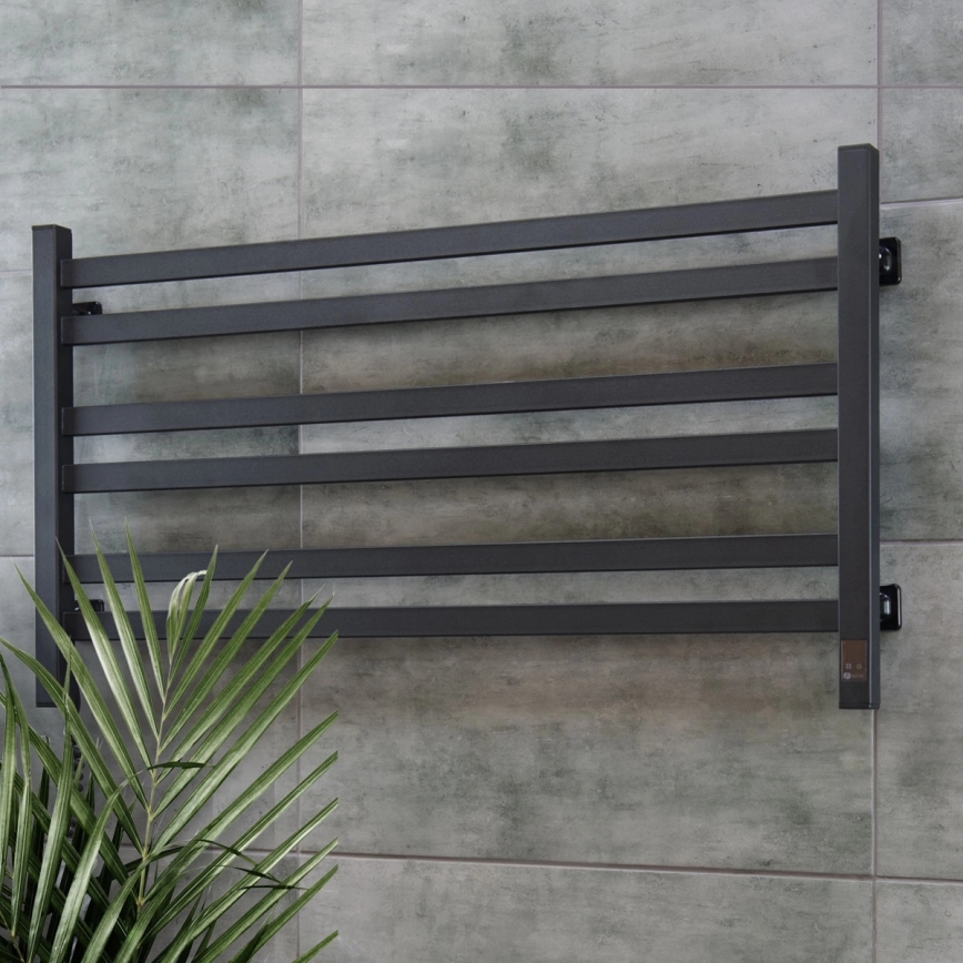 Vertaduro - Sèche-serviettes électrique avec thermostat AVA 181W/230V 50x90 cm IP44 noir, version gauche
