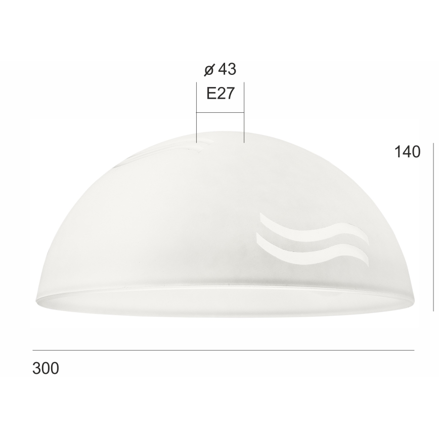 Vetro di ricambio per lampadario SFERA E27 140x300 mm bianco