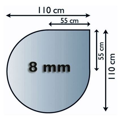 Vetro sotto il camino 1100x1100x8 mm tear