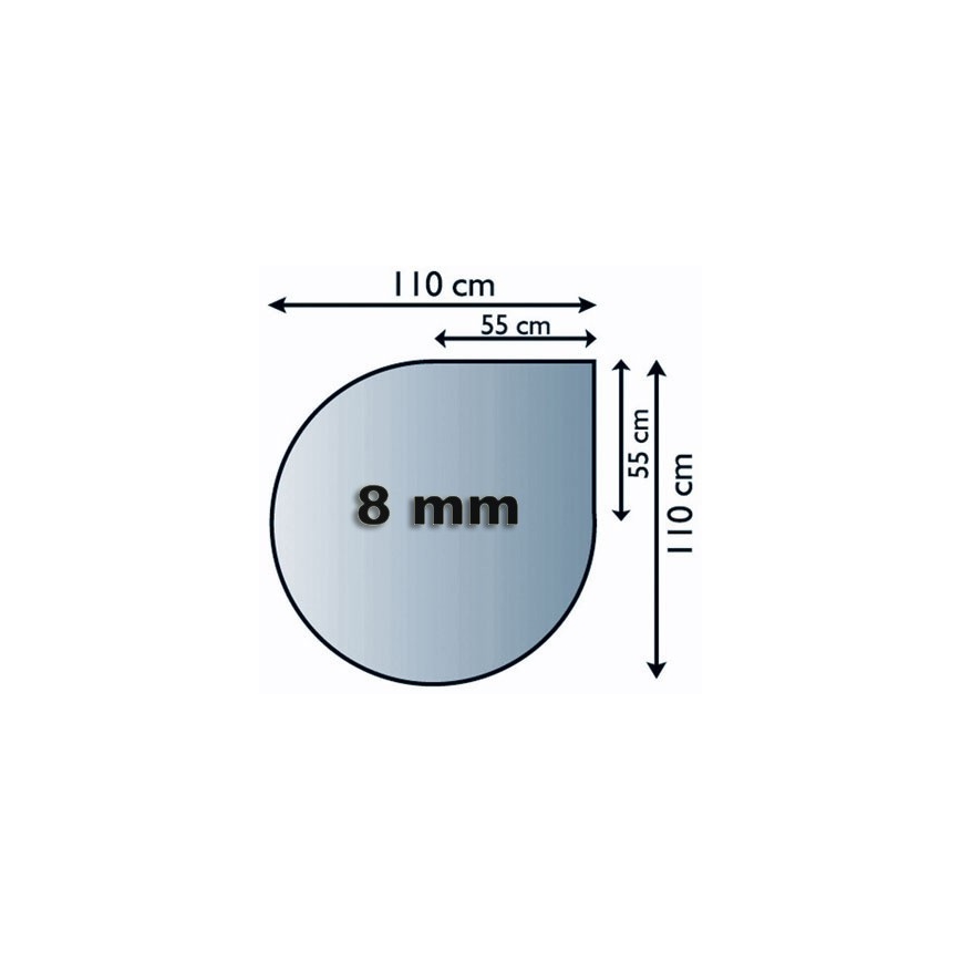Vetro sotto il camino 1100x1100x8 mm tear