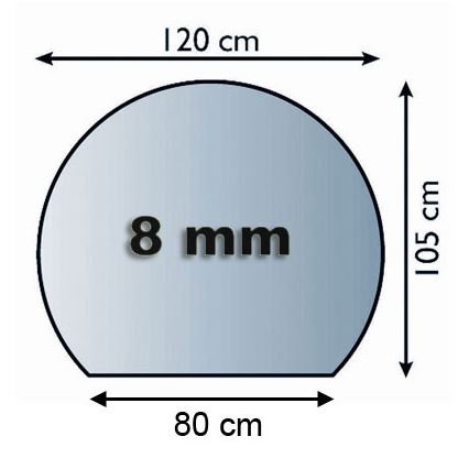 Vetro sotto il camino 1200x1050x8 mm semicircolare
