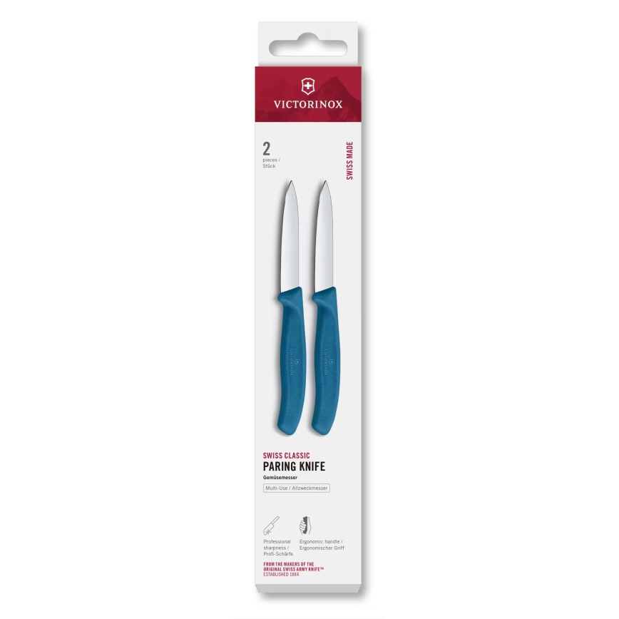 Victorinox - 2-teiliges Gemüsemesser-Set SWISS CLASSIC, 8 cm, blau
