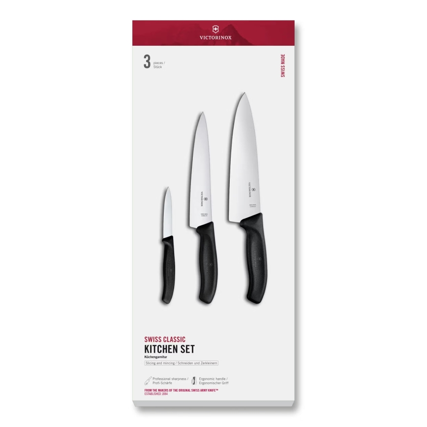 Victorinox - 3-teiliges SWISS CLASSIC Küchenmesserset, schwarz