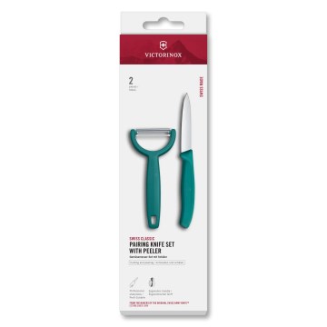 Victorinox - Ensemble couteau de cuisine et épluche‑légumes SWISS CLASSIC, turquoise