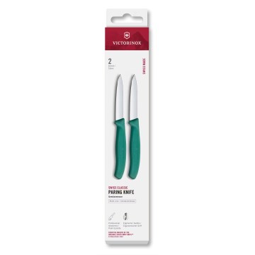 Victorinox - Ensemble de 2 couteaux à légumes SWISS CLASSIC, lame 8 cm, turquoise