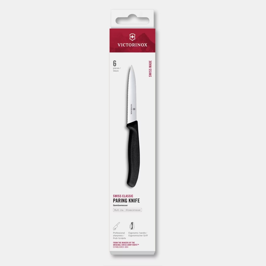 Victorinox - Ensemble de 6 couteaux d'office SWISS CLASSIC 10 cm, noir