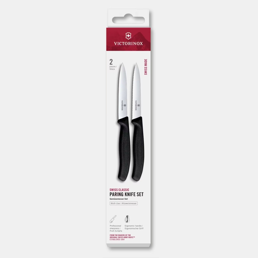 Victorinox - Ensemble de couteaux à légumes SWISS CLASSIC 10 cm, 2 pièces, noir