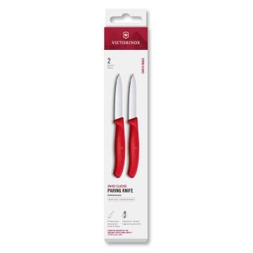 Victorinox - Lot de 2 couteaux à légumes SWISS CLASSIC, lame 8 cm, rouge