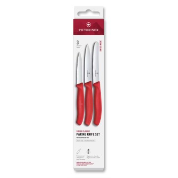 Victorinox - Set da 3 coltelli da cucina per verdure SWISS CLASSIC, rosso