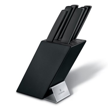 Victorinox - Set di coltelli da cucina con ceppo SWISS MODERN 7 pezzi, faggio/nero
