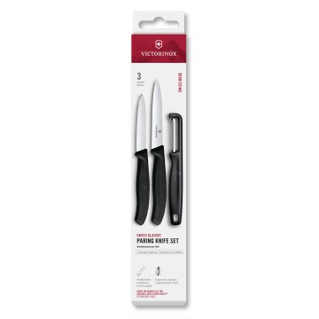 Victorinox - Set di coltelli da cucina con pelapatate SWISS CLASSIC, 3 pz, nero