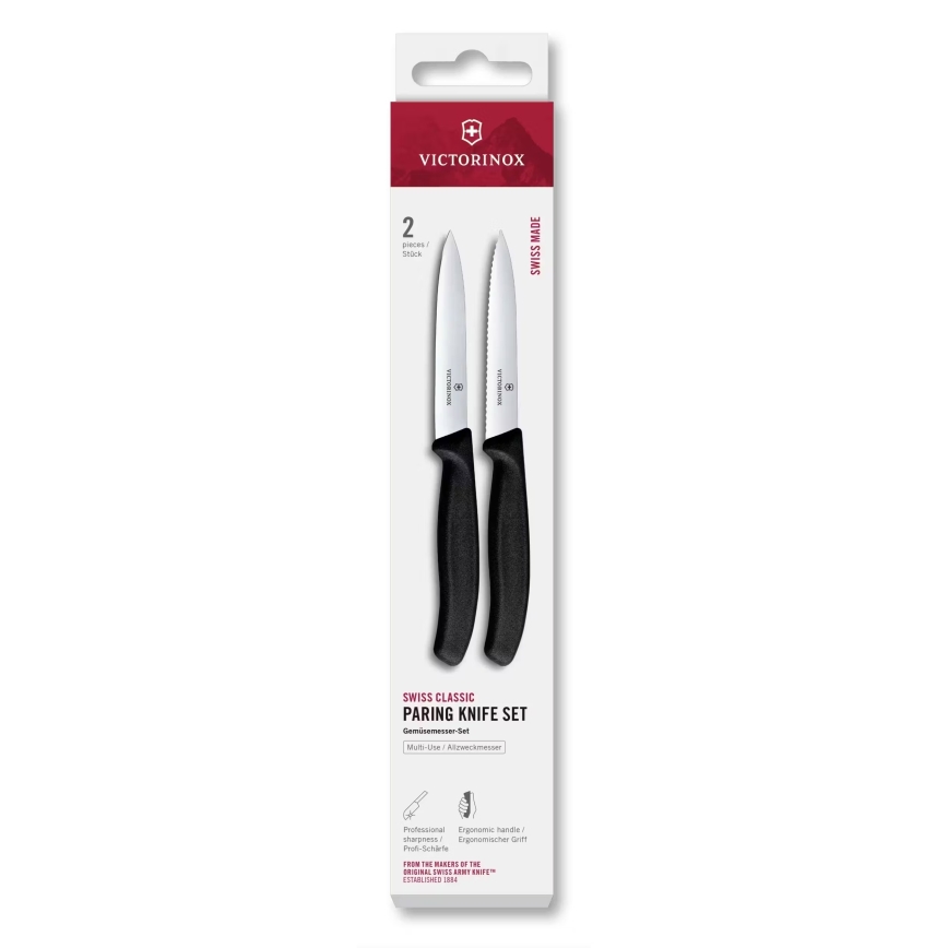 Victorinox - Set di coltelli per verdura SWISS CLASSIC 10 cm, 2 pezzi, nero