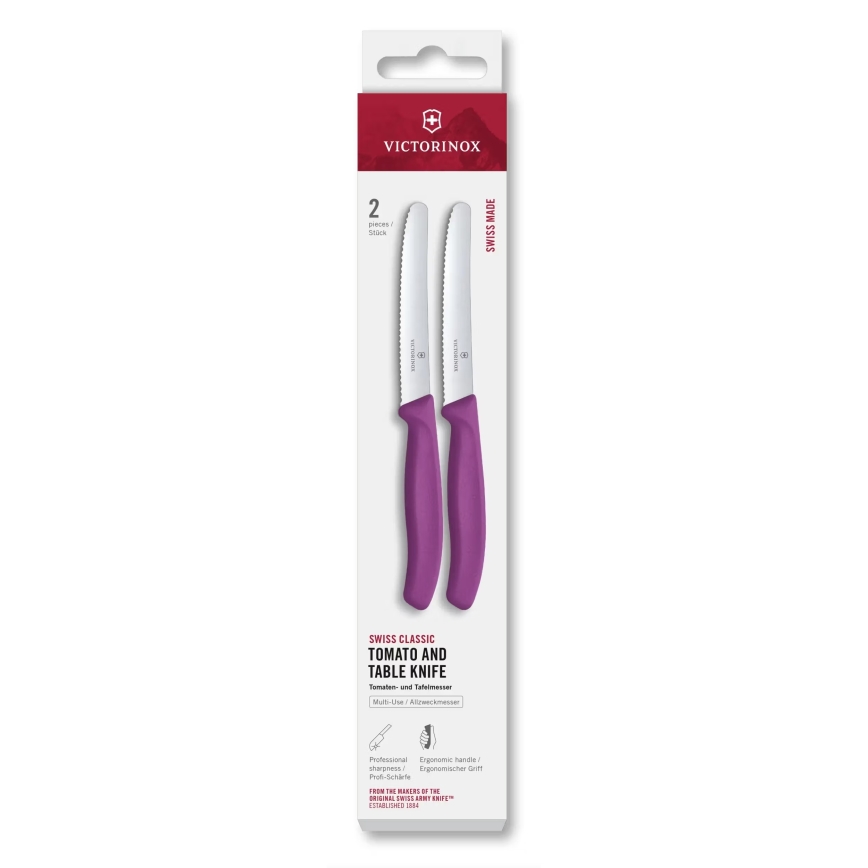 Victorinox - Set di coltelli per verdure SWISS CLASSIC 11 cm, 2 pezzi, viola
