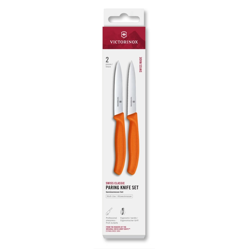 Victorinox - SWISS CLASSIC Gemüsemesser-Set, 10 cm, 2-tlg., orange