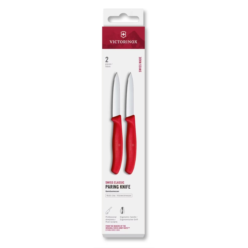 Victorinox - SWISS CLASSIC Gemüsemesser-Set, 8 cm, 2-teilig, rot