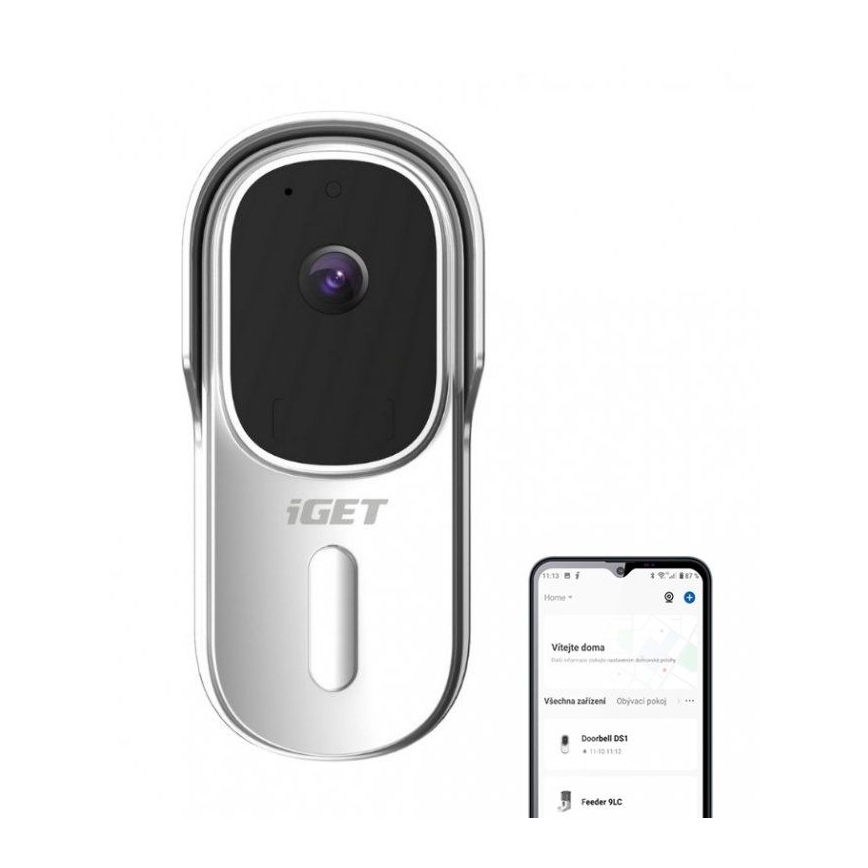Video-Türklingel mit Bewegungsmelder, Full HD 1080p, 5200 mAh Akku, IP65, Wi-Fi (Tuya), weiß