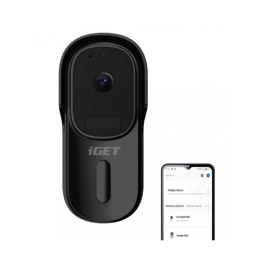 Video-Türklingel mit Bewegungsmelder Full HD 1080p 5200 mAh IP65 Wi-Fi schwarz
