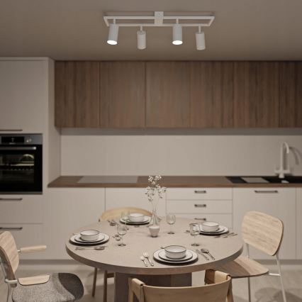 Vierflammiger Deckenstrahler, 4x GU10, 30 W, 230 V, weiß