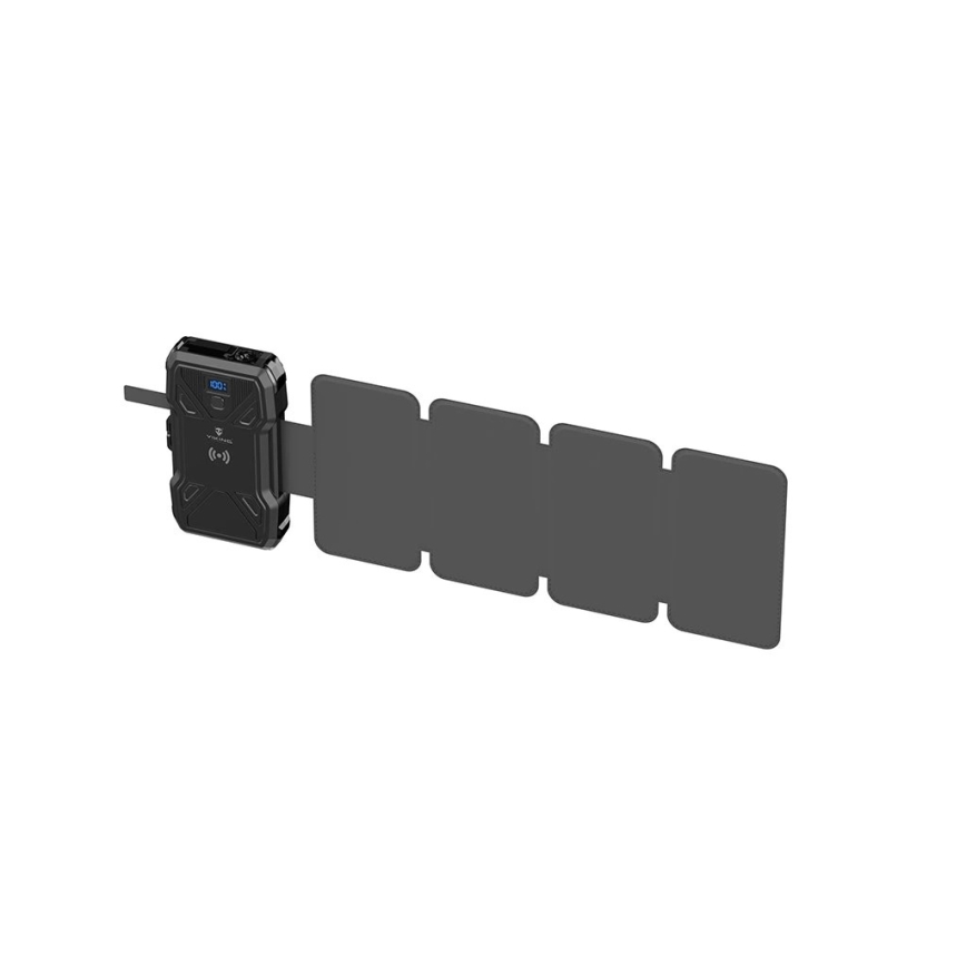 Viking - Batterie externe avec lampe torche LED intégrée, recharge sans fil et panneau solaire, Power Delivery 22,5 W / 20 000 mAh