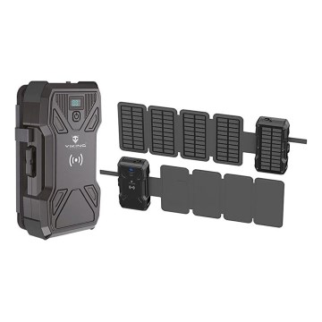 Viking - Powerbank mit LED-Taschenlampe, kabellosem Laden und Solarpanel, Power Delivery 22,5W/30000 mAh
