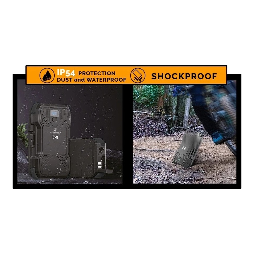 Viking - Powerbank mit LED-Taschenlampe, kabellosem Laden und Solarpanel, Power Delivery 22,5 W / 10.000 mAh