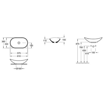 Villeroy & Boch 411060R1 - Lavabo da appoggio MY NATURE 61x36 cm ceramica/bianco