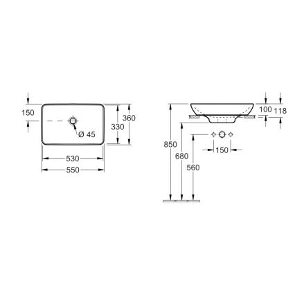 Villeroy & Boch 41135501 - Lavabo à poser VENTICELLO 55,5x36 cm céramique/blanc