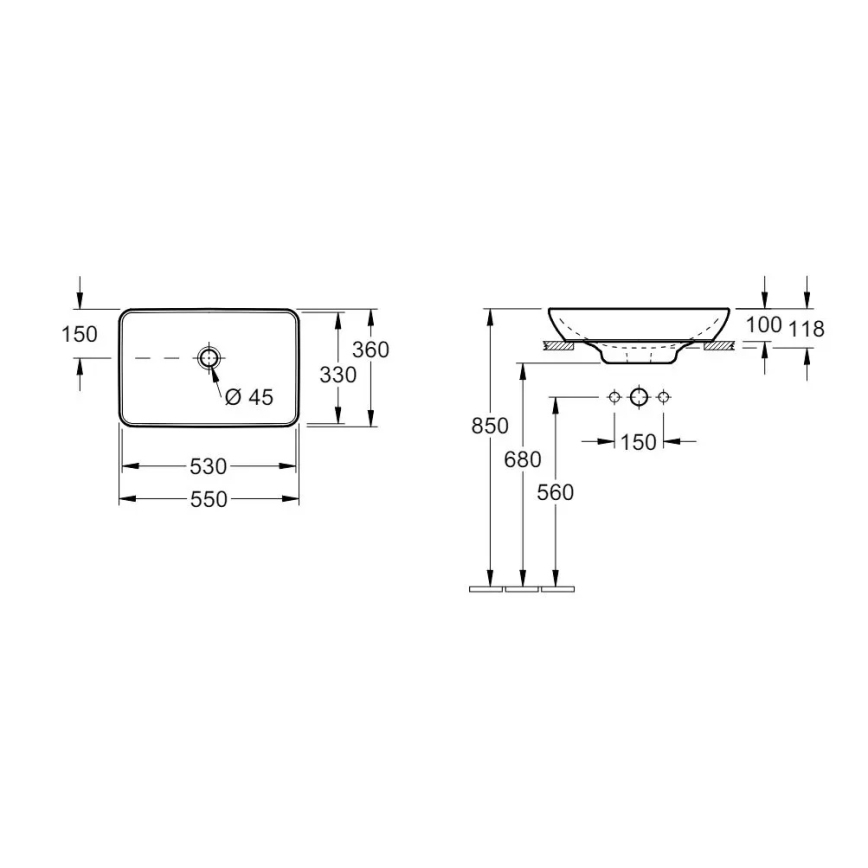 Villeroy & Boch 411355R1 - Lavabo da appoggio VENTICELLO 55,5x36 cm ceramica/bianco