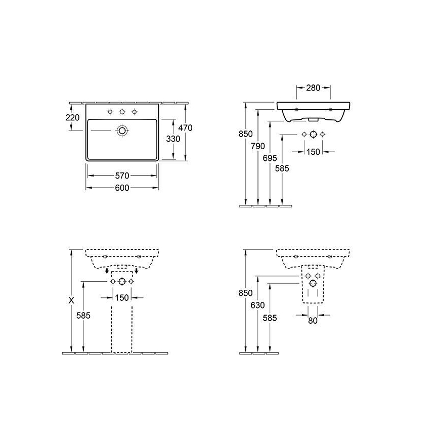 Villeroy & Boch 415860R1 - Lavabo sospeso AVENTO 60x47 cm ceramica/bianco