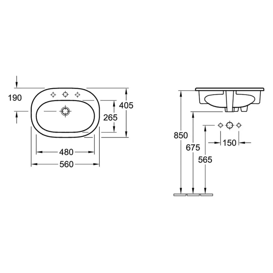 Villeroy & Boch 41615601 - Lavabo à encastrer O.NOVO 56x40,5 cm céramique/blanc