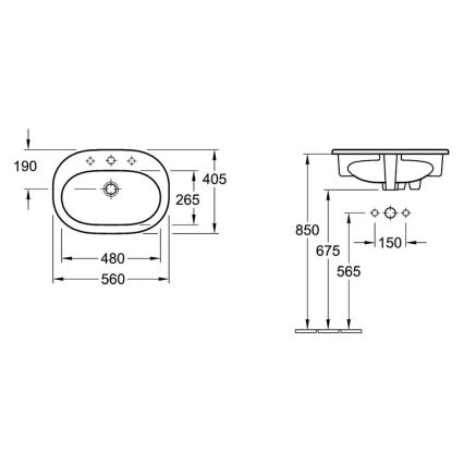Villeroy & Boch 416156R1 - Lavabo da incasso O.NOVO 56x41 cm ceramica/bianco